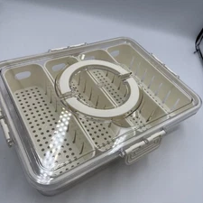 Divided Serving Tray with Lid and Handle 4 compartments- Portable Snack Tray