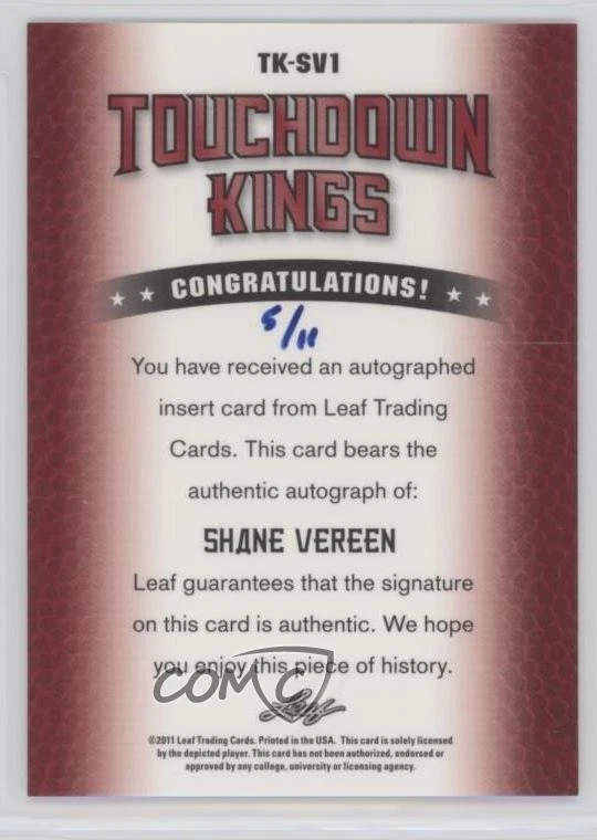 2011 Leaf Metal Draft Test Proof Unsigned /11 Shane Vereen #TK-SV1 Rookie RC - Image 2 of 2