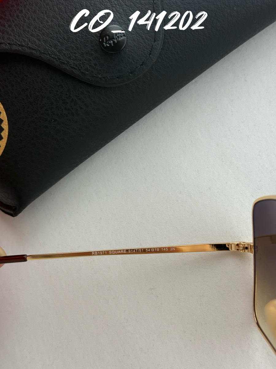 Ray-Ban RB1971 Square Sunglasses Gold Frame Brown Gradient  display picture 1
