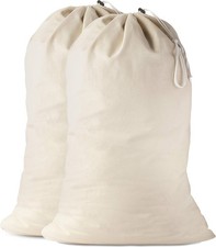 Cotton Laundry Bags 2-Pack   Heavy Duty Canvas, Drawstring, Washable, XL Storage