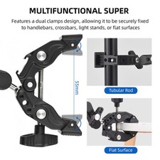 Super Clamp Mount Double Camera Clamp With Dual Ball Head Cold Shoes 1/4 Inch