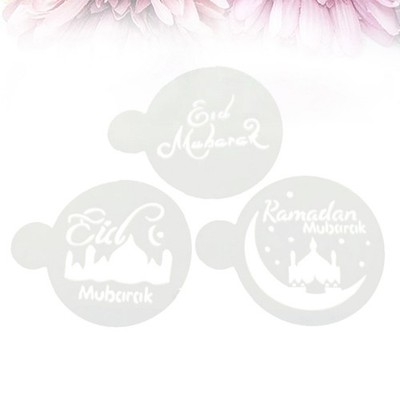  3 Sätze Kunststoff Kaffee Dekorieren Schablonen Eid Mubarak Ramadan Kunststoff