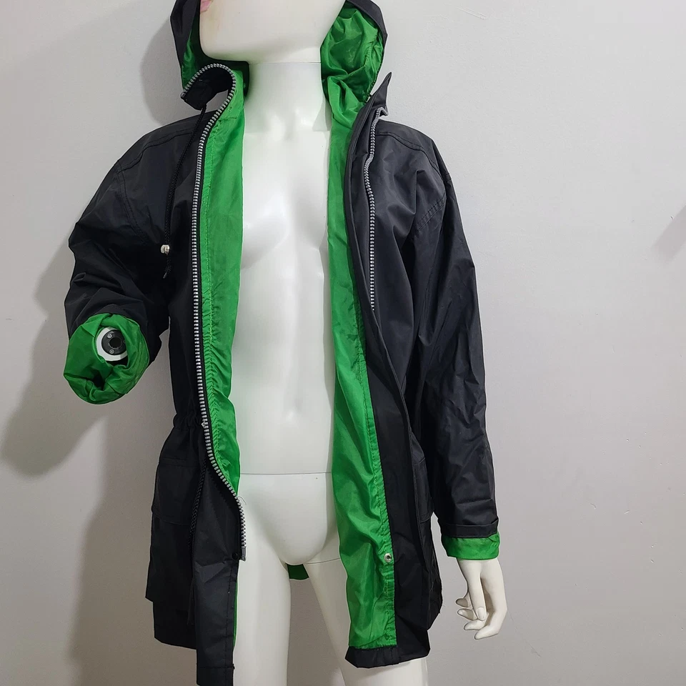 Mujer Talla PEQUEÑA - Vintage Wippette Vinilo Chaqueta Parka Cordón Cintura Azul Foto 3 de 4