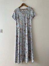 Vintage 90s St Michael from M&S Floral Midi Dress UK 12 Aqua Blue (33)