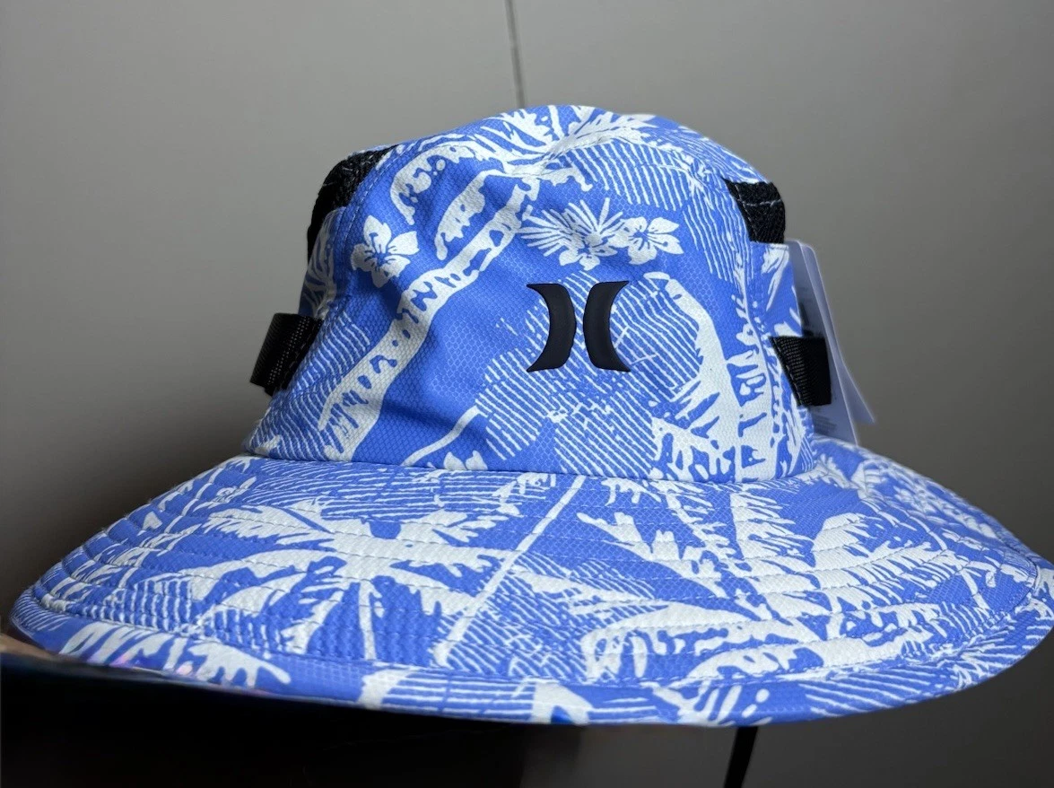 Hurley Boonie Sun Hat Mesh Floral Blue Fish Hiking Safari UPF 50 S/M Outdoors