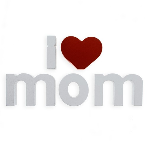 Cherished 'I Love Mom' Wooden Phrase Display - Picture 2 of 4