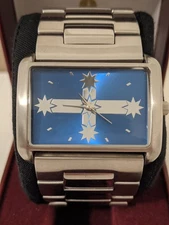 Working Rare Bradford Exchange Southern Cross Oversized Rectangular Mens Watch