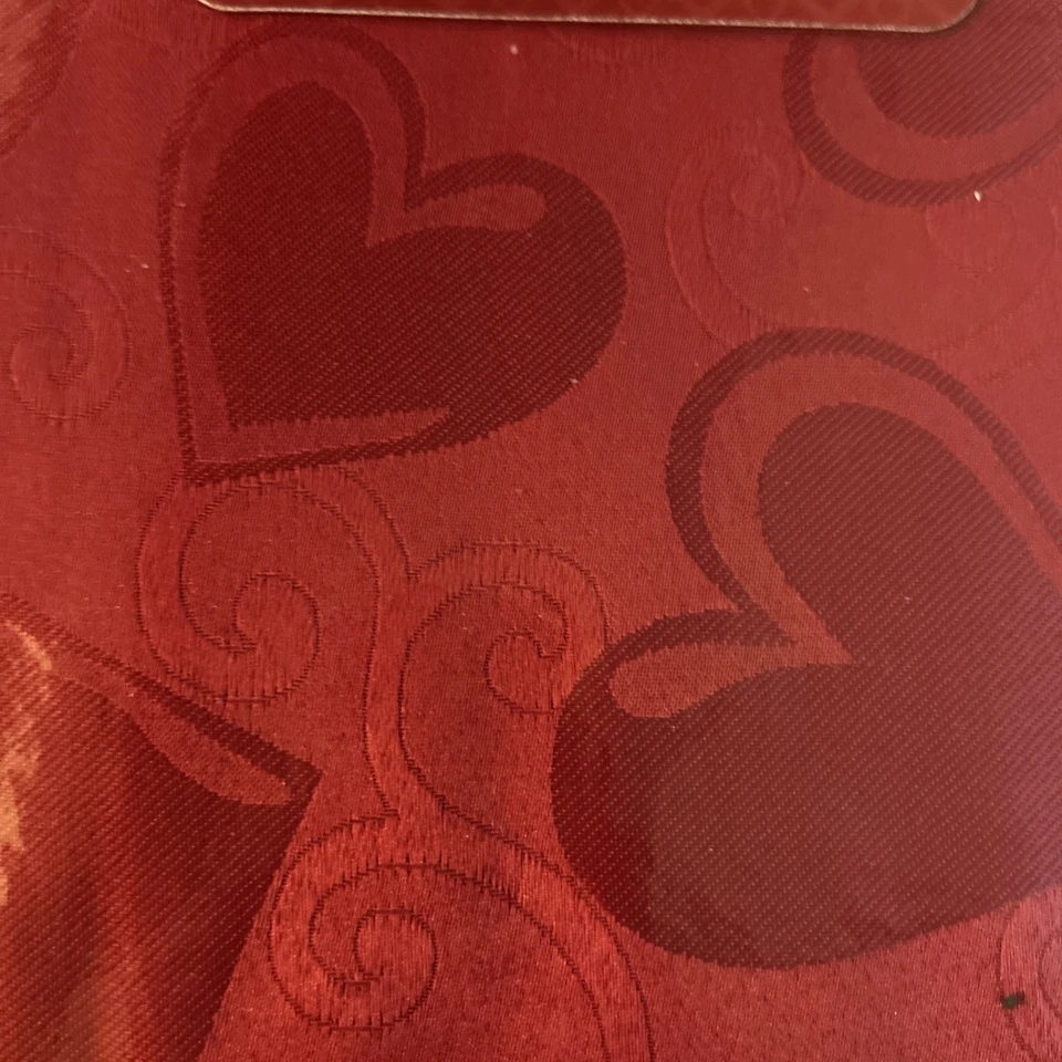 Vintage Oblong Fabric Tablecloth Valentines Hearts Red 60”x84” NEW - Image 3 of 3