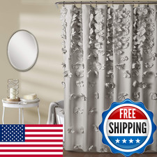 Lush Decor Riley Shower Curtain 72 W X 72 L Light Gray - Bathroom Curtain -