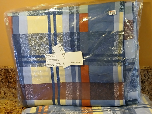 1-PAIR Stanton Rod-Pocket Drapes Poly-Cot Blu-Rust-Burg.-Yel-Grn Plaid 84" x 84" - Picture 4 of 15