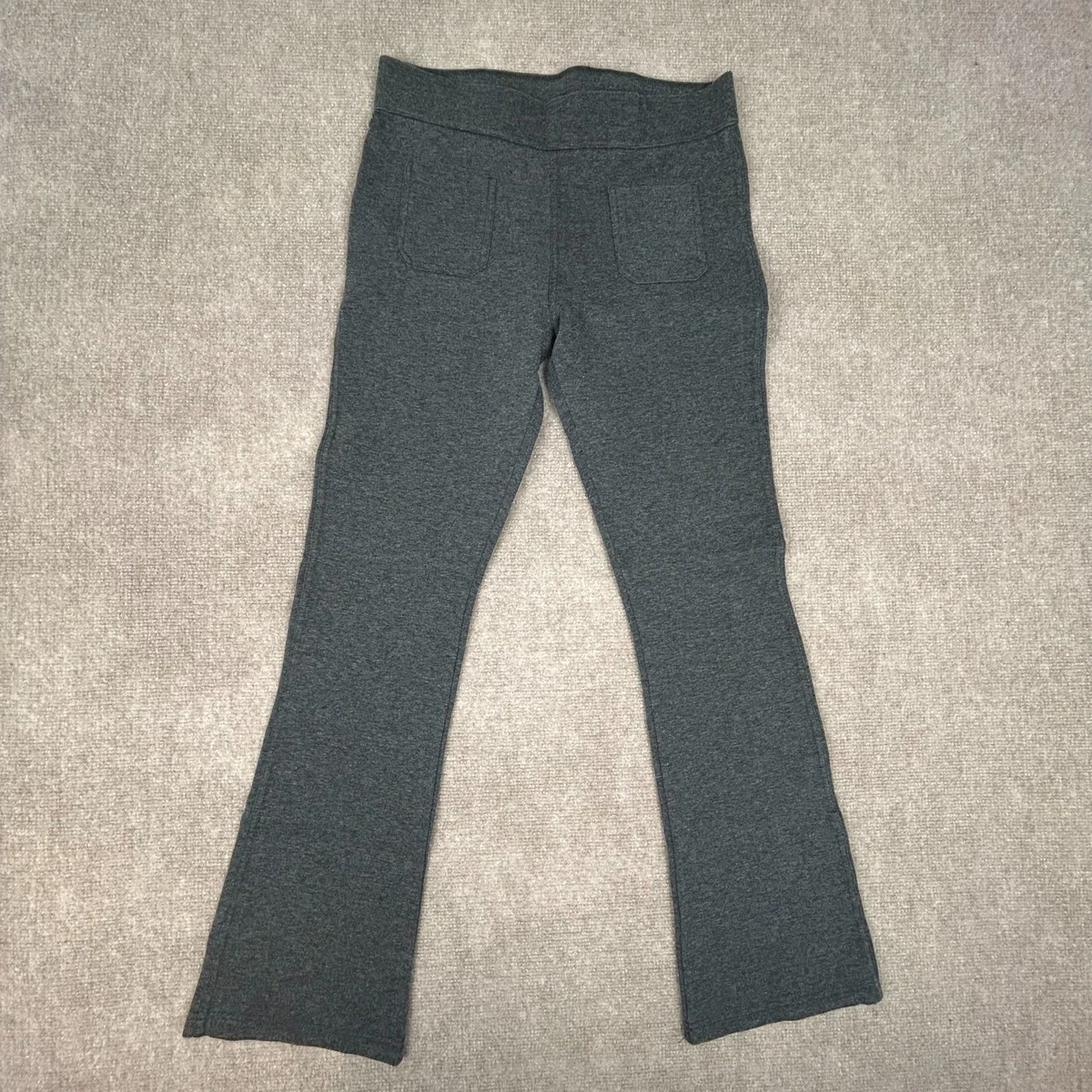 Pantalones para mujer H&M gris medio tejido jaspeado algodón elástico cintura alta