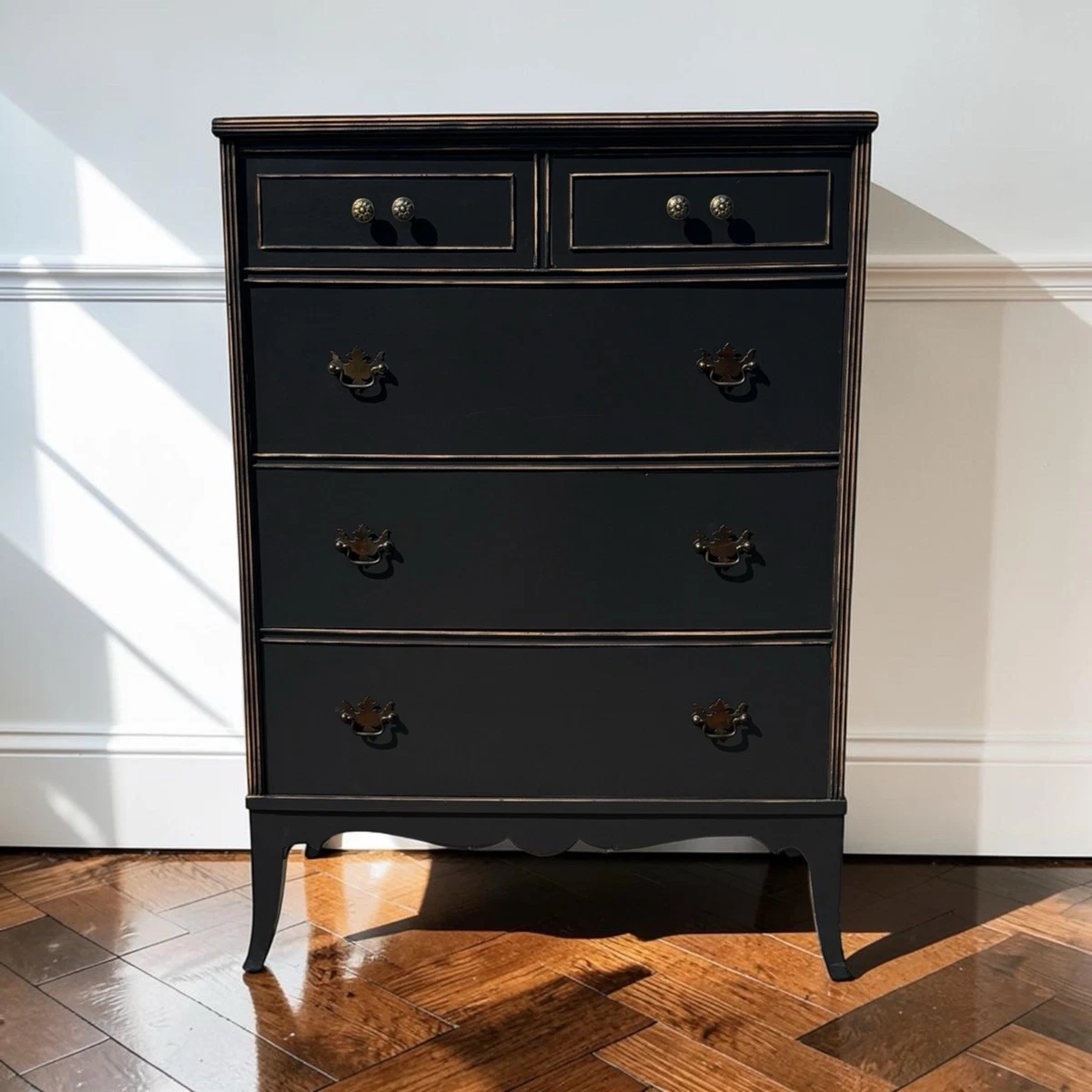 black victorian dresser SOLD Antique three drawer with gothic details in solid with dark stained top. Unfortunately one of the beautiful original pulls was broken so I replaced them all with this Add a classically beautiful accent to your bedroom with this 3 Black Dresser Antique Dressers &