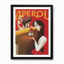 Aperol Vintage Bar Cart Art Art Pri Framed Wall Art Poster Canvas Print Picture