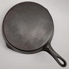 Wagner(?) Cast Iron Skillet No 8 Unmarked "Fat / Wide Handle" Restored Seasoned