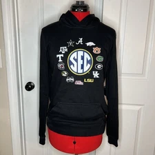 SEC Southeastern Conference Round Logo Black Hoodie College Outer Stuff Youth XL