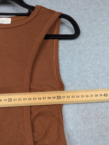 Kookai Dress Womens 12 Brown Ribbed Long Bodycon Sleeveless Cut Out Section New - Picture 9 of 17