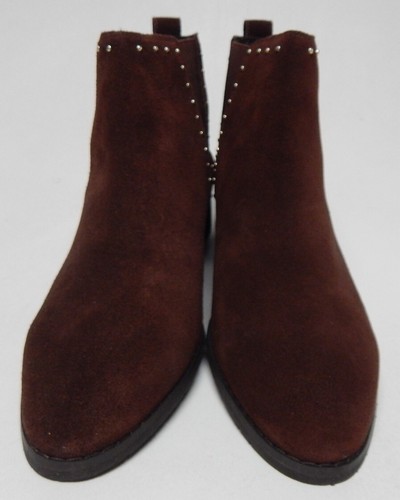 Isaac Mizrahi Live! Size 8.5 M Women's Suede Studded Chelsea Ankle Boots Coffee - Picture 2 of 9