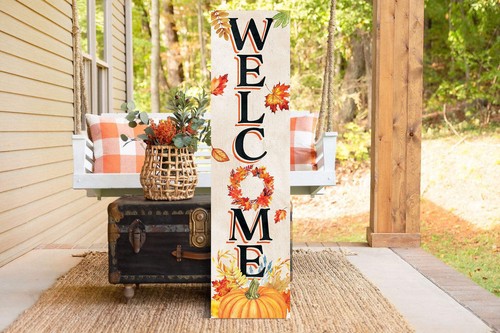 36-Inch "Welcome" Fall Porch Sign - Wooden Decor - Front Door Display for Autumn - 第 1/10 張圖片