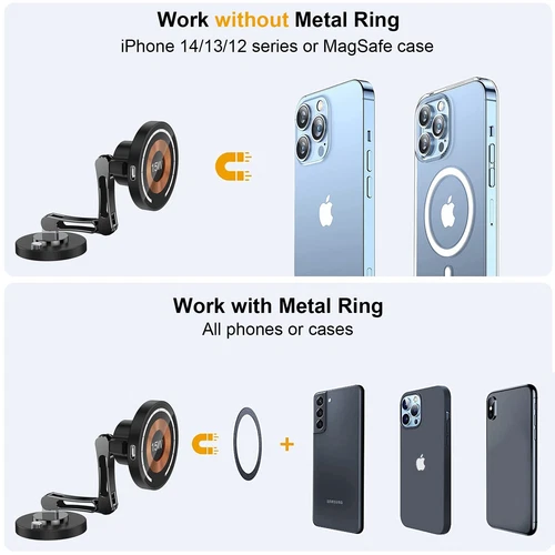 For Magsafe Car Mount Charger for iPhone Magnetic 15W Dash Window Charging Mount - Picture 13 of 18