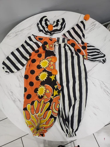 Vintage 60’s Handmade Child Clown Costume Collar Hat GLOW IN DARK Scary Creepy