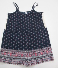 new XHILARATION DR1498 Women's Size S Spaghetti Strap Floral Blue Romper Shorts