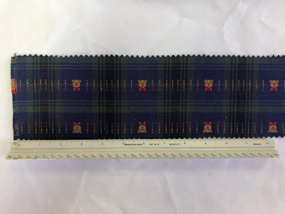 Black Watch Plaid with Teddy Bear Dobby - 100% Cotton - 2 Yard Piece - Image 2 of 3