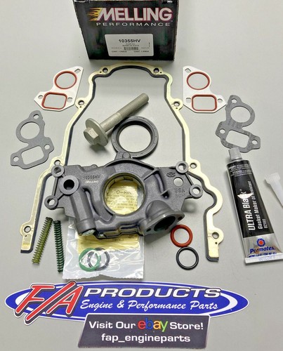 MELLING 10355HV Chevy LS High Volume Perf Oil Pump Kit Gaskets Balancer Bolt RTV - Picture 1 of 5
