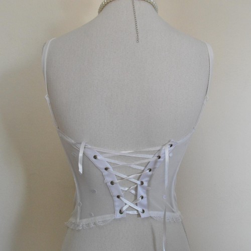 Vintage y2k 00s 2000s deadstock embroidered white bustier top lingerie coquette - Picture 7 of 9