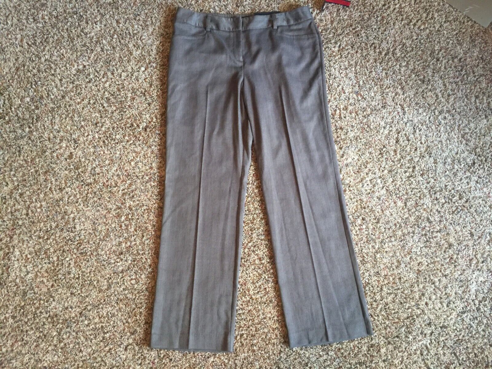 New NWT Apt. 9 Dress Pants 14 Modern Fit Brown twill Straight Leg Career Slacks
