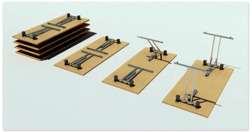 Klapptischgestell in T-Form, Stahl, schwarz, für Tischmaße: min. 1200x600mm