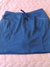Tangerine L Skort Heathered Navy Blue Sporty Knit Pockets Drawstring Women