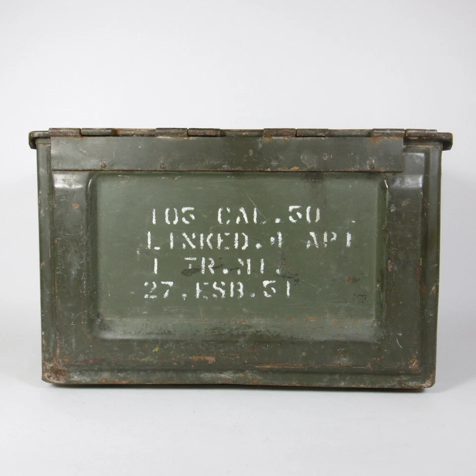 CASSETTA SCATOLA MILITARE PORTA MUNIZIONI METALLO ESERCITO FRANCESE VINTAGE 1951 - Immagine 3 di 4