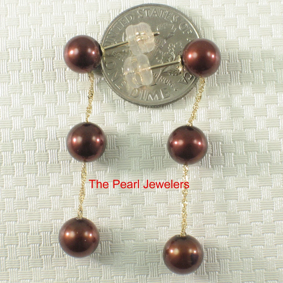 Tin Cup Design Dangle Chocolate Cultured Pearl Earrings - Image 4 of 4