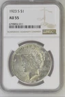 1923 S Peace Silver $1 NGC AU 55 B128