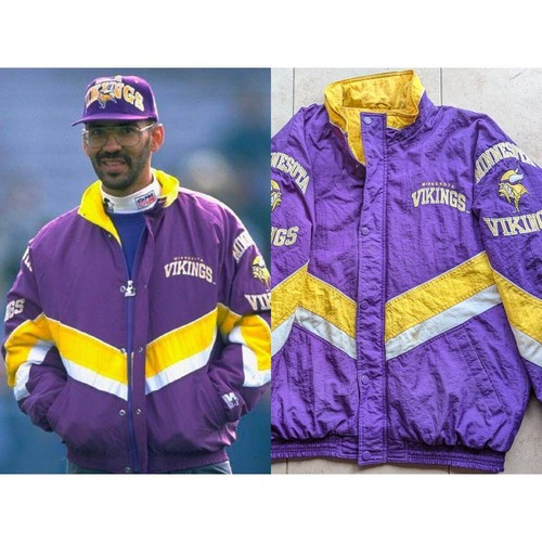 Minnesota Vikings 90s STARTER puffer DUNGY jacket XL purple gold NFL Pro vintage