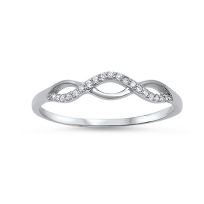 925 Sterling Silver Infinity Twist Clear CZ Promise Ring  display picture 1