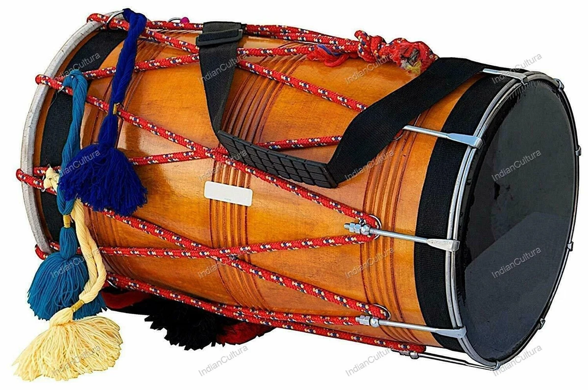 Indian Musical Mu Bhangra Dhol Mango Wood musical Instrument with