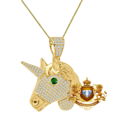 Genuine Silver 14K Gold Finish Unicorn Horn for Horses Charm Pendant +Free Chain