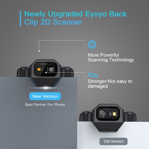 Eyoyo Wireless Phone Back Clip Bluetooth Barcode Scanner 1D 2D Scanning Reader - Picture 7 of 10