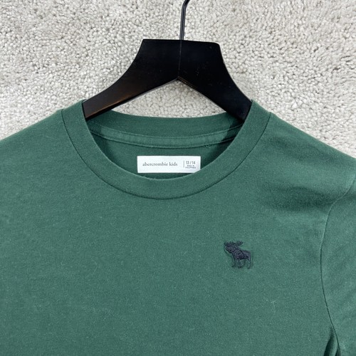 Abercrombie Fitch T Shirt Boys Size 13/14 Green Long Sleeve Pullover - Picture 4 of 10
