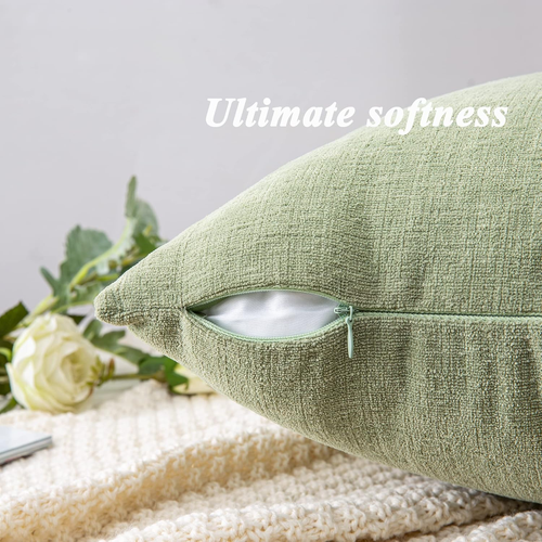 Decorative Square Sage Green Throw Pillow Covers 18"X18" Set of 2 - Picture 7 of 12