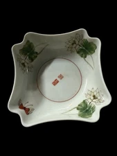 Lotus “Tuscany Collection” Porcelain Square Dish with Floral Butterfly Design
