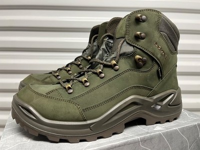 LOWA Renegade GTX Mid GoreTex WATERPROOF Basil Green Vibram Sole 11 Hiking Boots