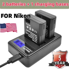 2X 2000mAh EN-EL14 EN-EL14a Battery + LCD Dual Charger for Nikon  D3200 D3300 QP