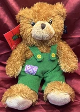 Applause Corduroy Teddy Bear In Green Overalls 2007 New With Tags *Damaged Eye*