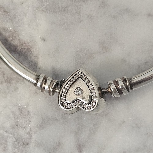 Pandora Wishful Heart Family Forever Silver Bangle Bracelet 17Cm 590729 FreePost - Picture 20 of 22
