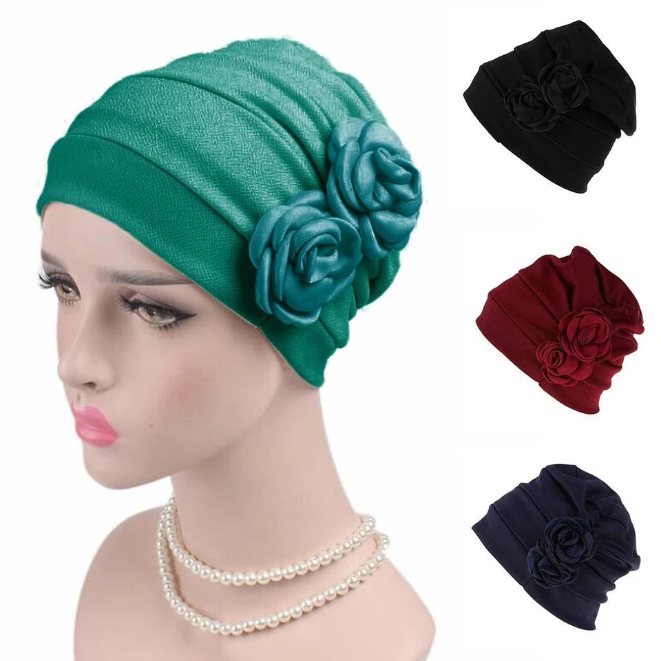 Foulard élastique à fleurs, bonnet turban hijab, couvre-chef pour femmes sous - Photo 1/1
