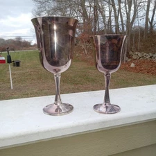 Vintage Salem Portugal Silver-plate Wine Goblets Challis set of 2 Classic Charm