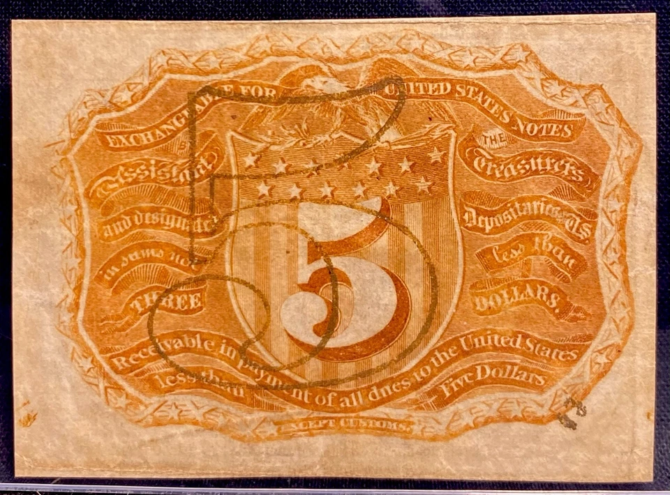 1863 Second Issue 5 Cents Union Fractional Currency FR#1233 Civil War, PCGS AU53 - Image 4 of 4