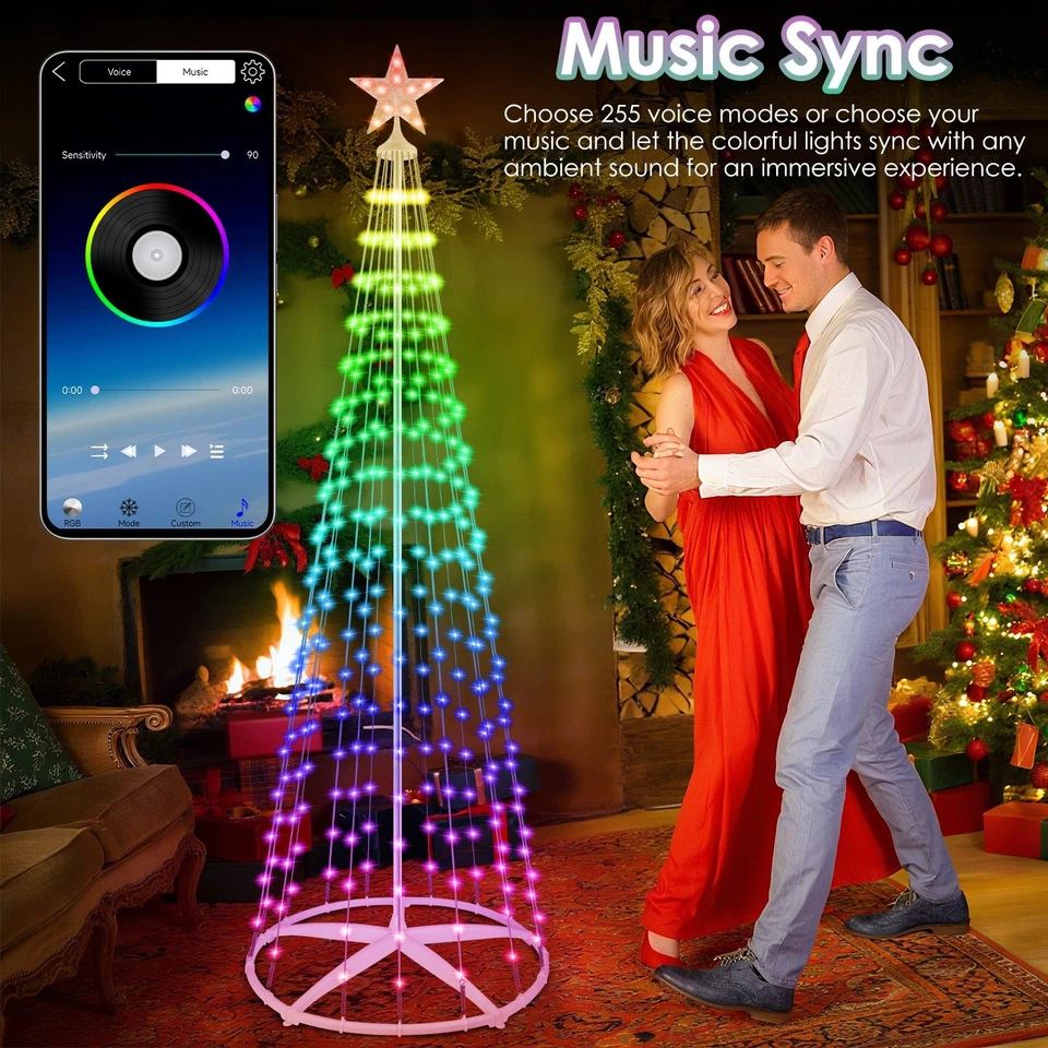 Smart LED Christmas Cone Tree Light - App & Remote Control 210 Modes Waterproof - Image 4 of 4